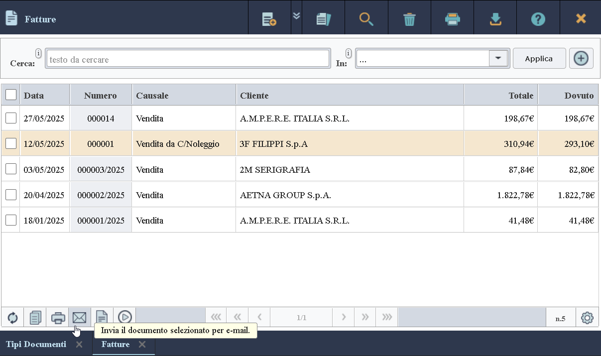 Pulsante invio e-mail