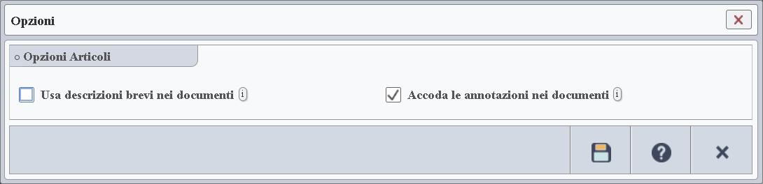 Form Opzioni