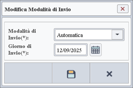 Finestra di Modifica Impostazioni di Invio