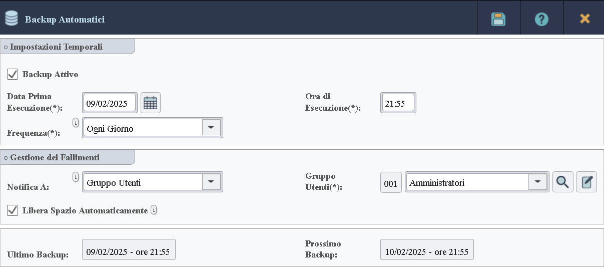 Scheda Backup Automatici
