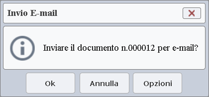Immagine del messaggio che consente di inviare il documento via e-mail.