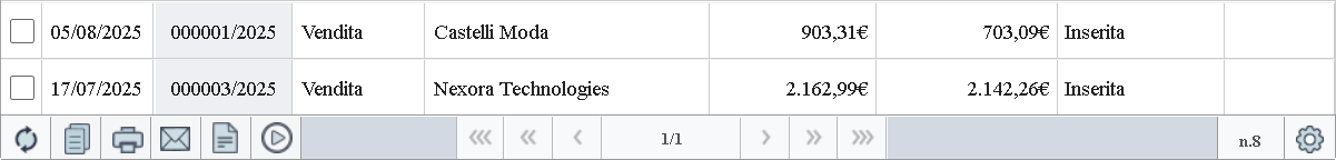 Immagine dei pulsanti usati per eseguire operazioni specifiche sui documenti contenuti in tabella.