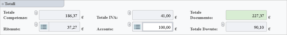 Immagine della voce relativa alla ritenuta.
