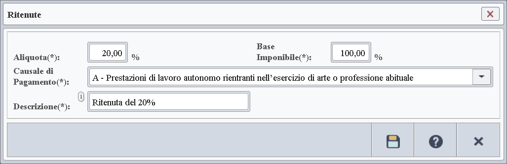 Finestra Ritenuta d'Acconto