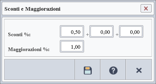 Finestra Sconti e Maggiorazioni