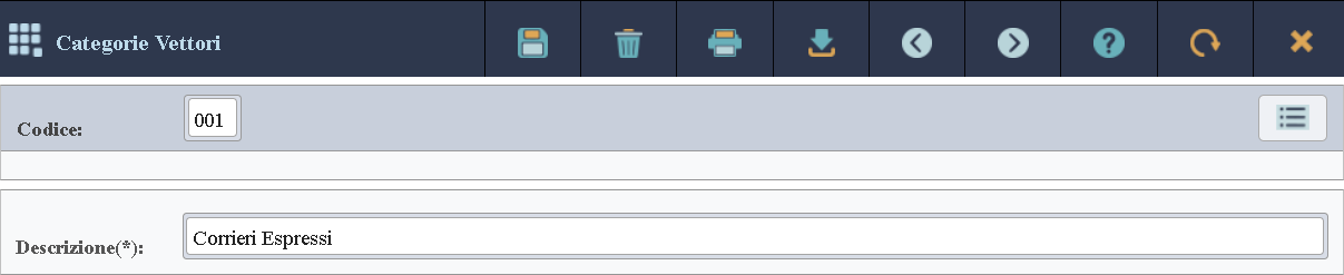 Immagine dei dati di dettaglio di una categoria vettori.