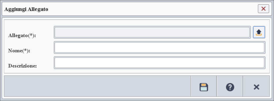 Immagine della finestra usata per consultare e gestire gli allegati associati al cliente.