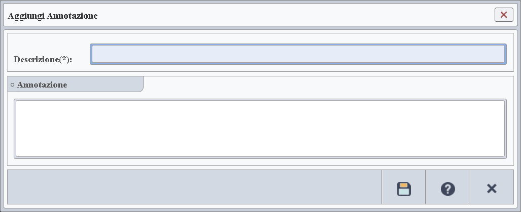 Immagine della finestra usata per consultare o gestire le annotazioni associate al cliente.